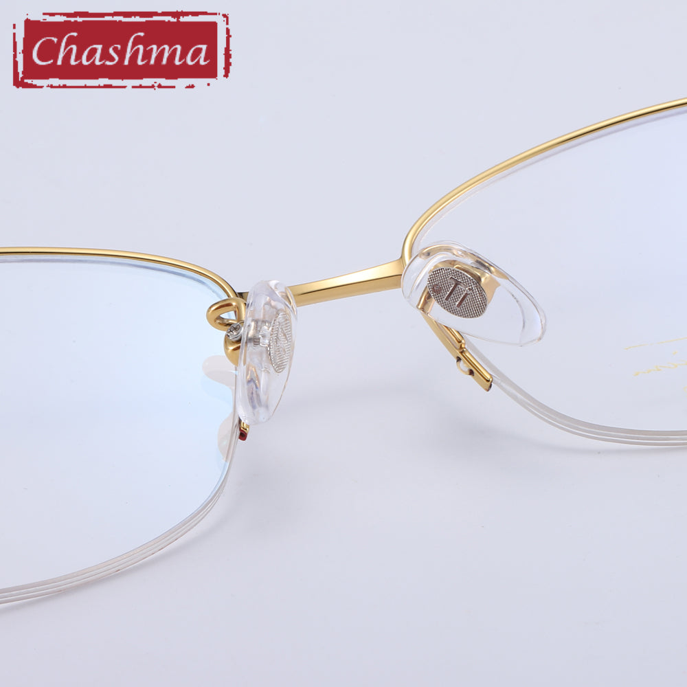Women Pure Titanium Glasses Luxurious Top Quality Glasses Frame Purple 0662 Frame Chashma   