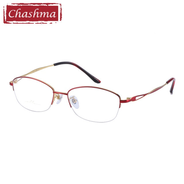 Women Pure Titanium Glasses Luxurious Top Quality Glasses Frame Purple 0662 Frame Chashma Red  