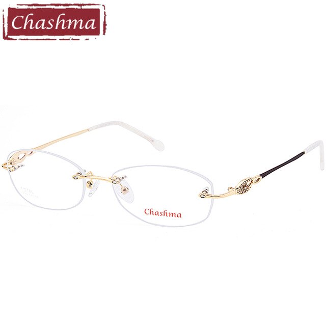 Chashma Brand Women's Eyeglasses Titanium Spectacle Rimless Ultra Light Ch3089 Rimless Chashma Gold  