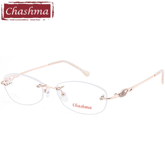 Chashma Brand Women's Eyeglasses Titanium Spectacle Rimless Ultra Light Ch3089 Rimless Chashma Pink  