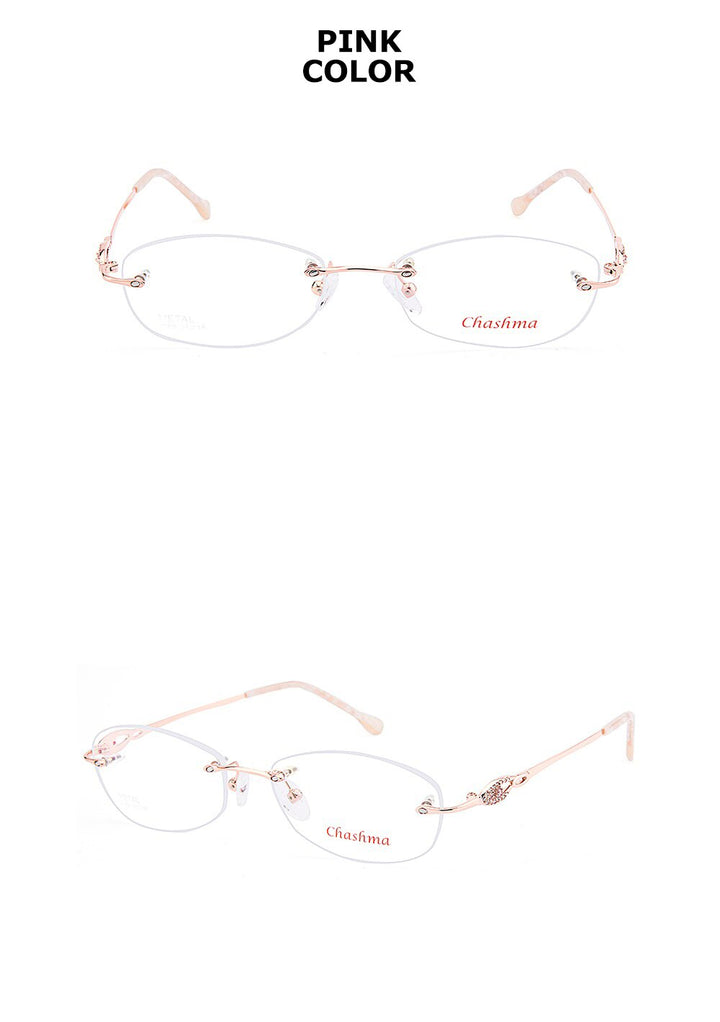 Chashma Brand Women's Eyeglasses Titanium Spectacle Rimless Ultra Light Ch3089 Rimless Chashma   