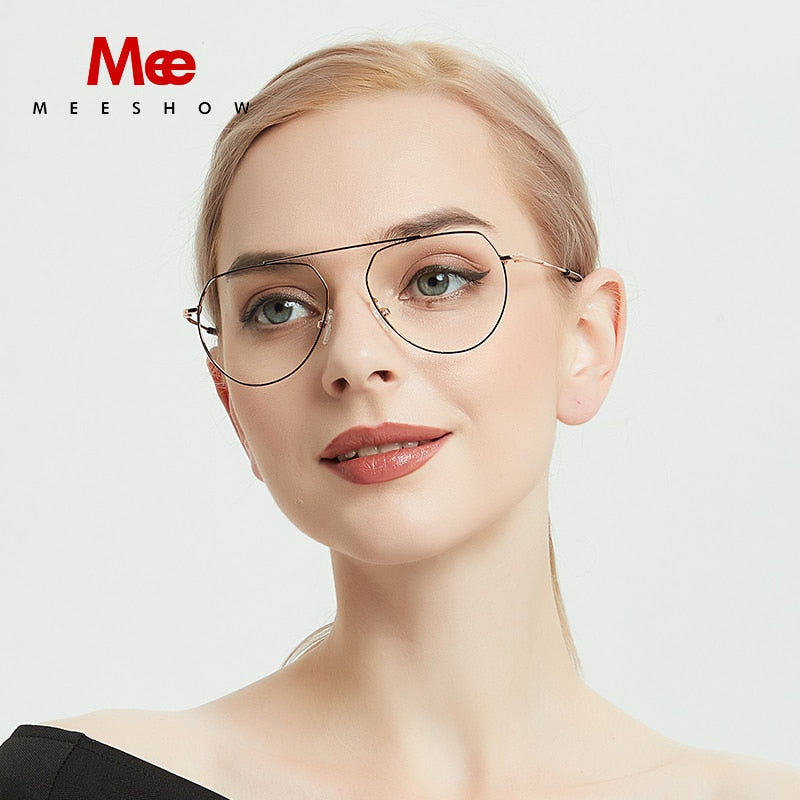Women's Eyeglasses Titanium Alloy Frame Ultralight Round 1813 Frame Meeshow   