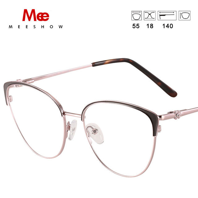 Messhow Women's Eyegalsses Cat Eye With Rhinestone 8917 Frame MeeShow rose gold  