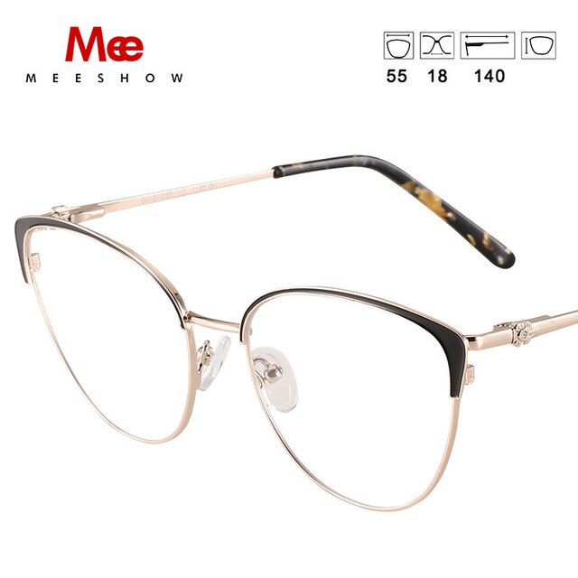 Messhow Women's Eyegalsses Cat Eye With Rhinestone 8917 Frame MeeShow gold  