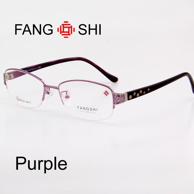 Fang Shi Brand Women's Eyeglasses Frame Alloy Semi Rim 92373 Frames Fang Shi Purple(Z01)  