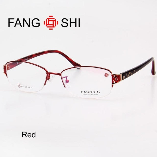 Fang Shi Brand Women's Eyeglasses Frame Alloy Semi Rim 92373 Frames Fang Shi Red(R13)  