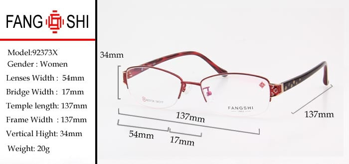 Fang Shi Brand Women's Eyeglasses Frame Alloy Semi Rim 92373 Frames Fang Shi   
