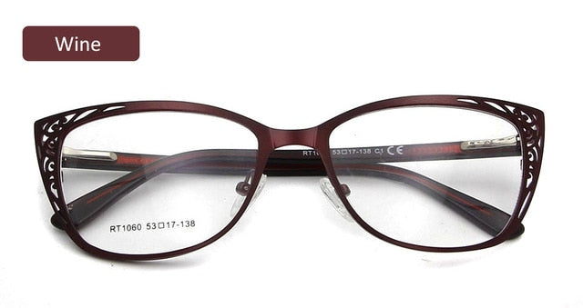 Esnbie Metal Glasses Frames For Women Able Spectacle Frames Cat Eye Rt1060 Frame Esnbie eyewear wine  