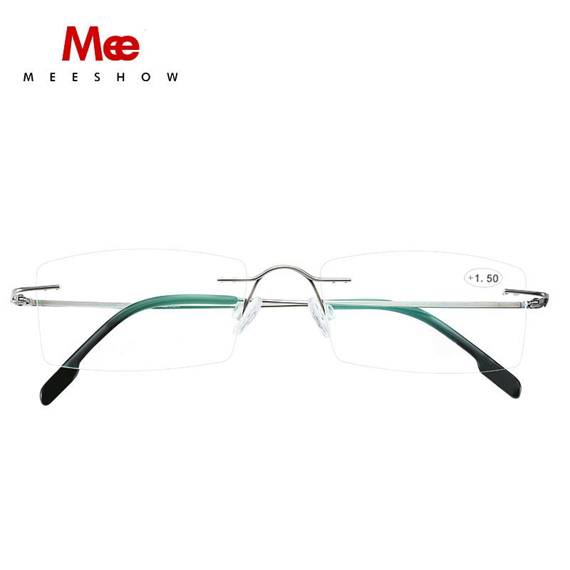 Meeshow Unisex Rimless Titanium Reading Glasses 8508 Reading Glasses Meeshow   