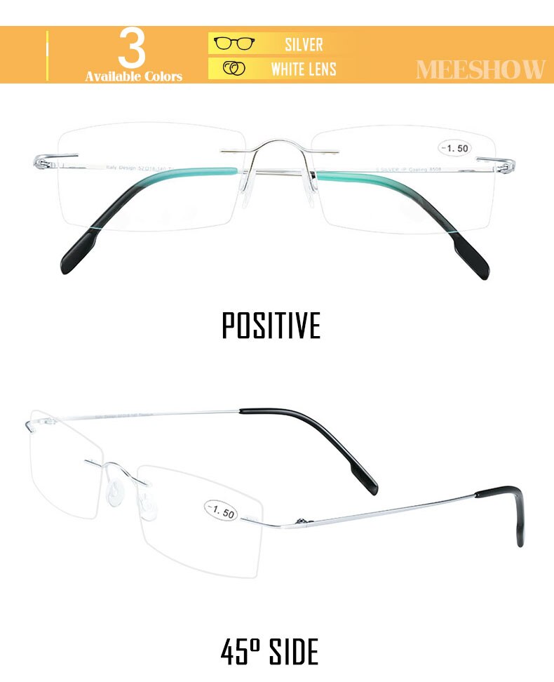 Meeshow Unisex Eyeglasses Ultralight Reading Glasses 8508 +1.5 +2.0 +2.5 +3.0 -1.5 -2.5 Reading Glasses MeeShow   