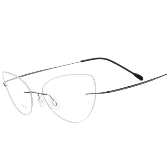 Hdcrafter Rimless Glasses Frame Women Cat Eye Titanium Ultralight Frameless 20003 Rimless Hdcrafter Eyeglasses Gray  