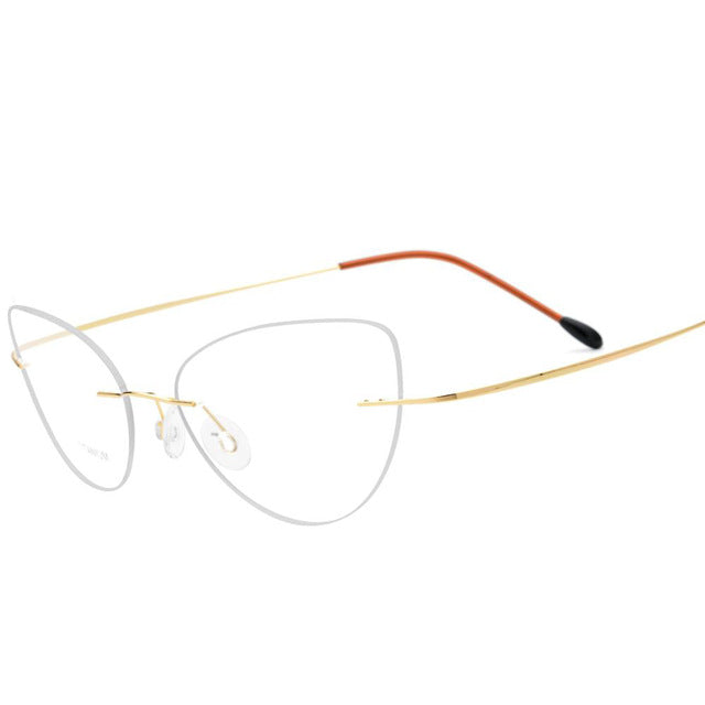 Hdcrafter Rimless Glasses Frame Women Cat Eye Titanium Ultralight Frameless 20003 Rimless Hdcrafter Eyeglasses Gold  