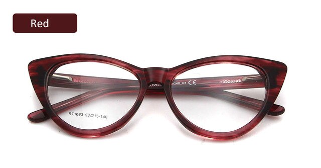 Esnbie Women's Eyeglasses Acetate Cat Eye Spectacles Frame Rt1063 Frame Esnbie eyewear  red  