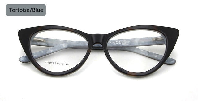 Esnbie Women's Eyeglasses Acetate Cat Eye Spectacles Frame Rt1063 Frame Esnbie eyewear tortoiseblue  