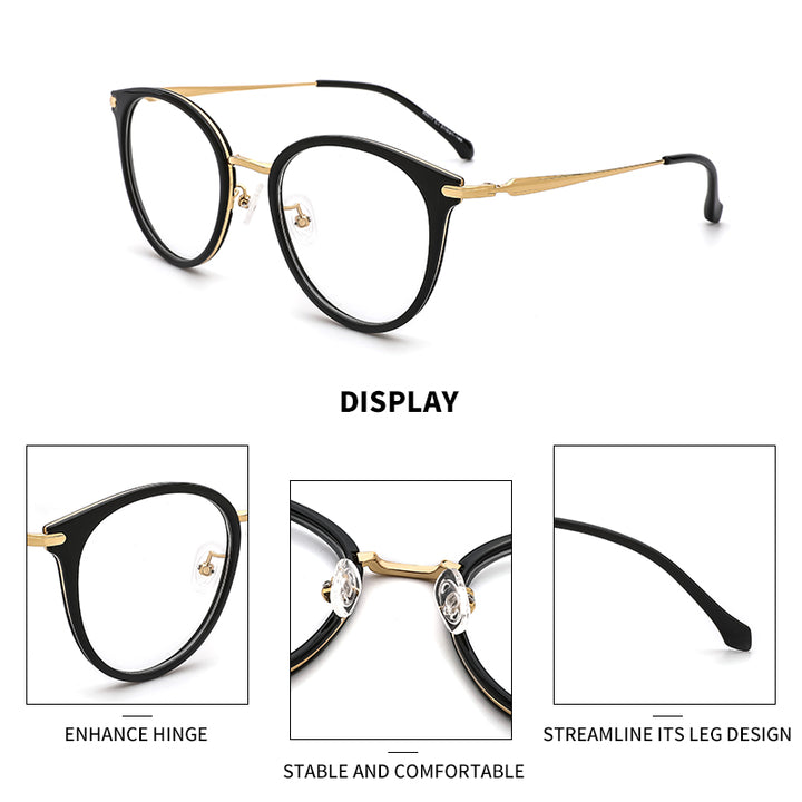 Kansept Brand Women's Eyeglasses Round Stainless Steel 90017 Frame Kansept   