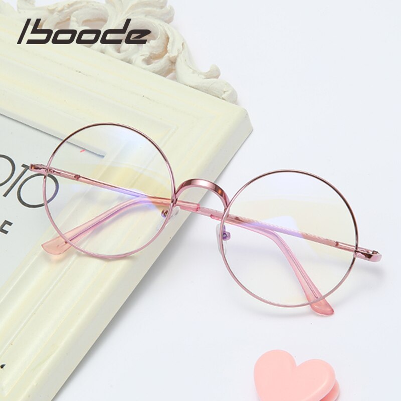 Iboode Unisex Eyeglasses Ultalight Round Frame Metal Anti Blue Ray Reading Computer Anti Blue Iboode   