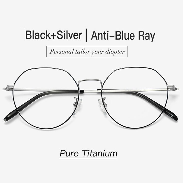 Aidien Brand Unisex Pure Titanium Frame Anti Blue Diopter Myopia Anti Blue Aidien   