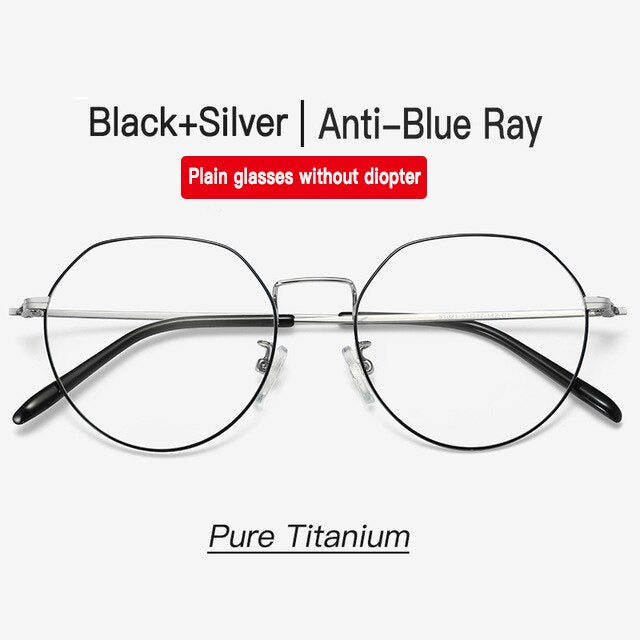 Aidien Brand Unisex Pure Titanium Frame Anti Blue Diopter Myopia Anti Blue Aidien Plain 6  