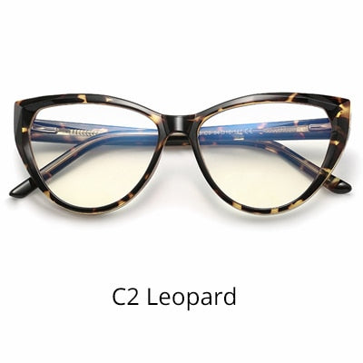 Ralferty Women's Eyeglasses Quality Tr90 Frame Glasses Red Blue Light No Grade Frame Ralferty C2 Leopard  