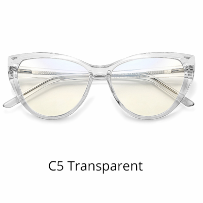 Ralferty Women's Eyeglasses Quality Tr90 Frame Glasses Red Blue Light No Grade Frame Ralferty C5 Transparent  