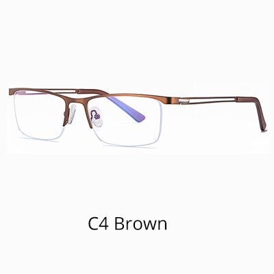 Ralferty Quality Men's Eyeglasses Frame Anti-Glare Blue Light Glasses Metal Rectangle D5916 Anti Blue Ralferty C4 Brown  