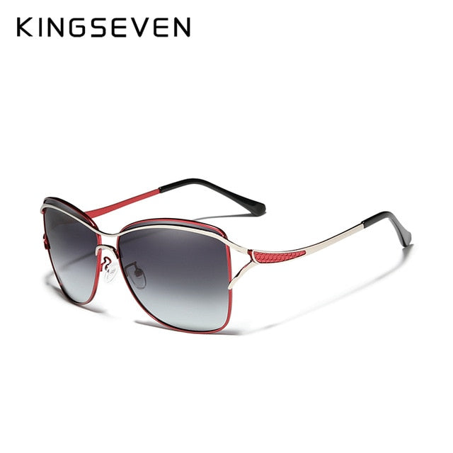 Kingseven Women's Sunglasses Polarized Luxury Gradient Lens N-7017 Sunglasses KingSeven Red Gradient Gray  