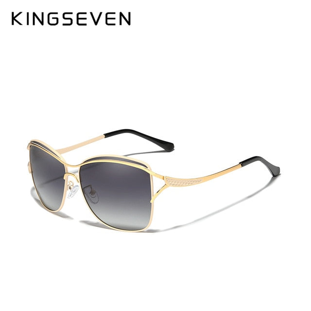 Kingseven Women's Sunglasses Polarized Luxury Gradient Lens N-7017 Sunglasses KingSeven Gold Gradient Gray  
