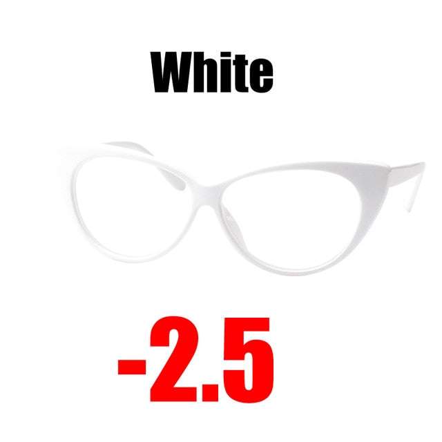 Soolala Women's Eyeglasses Cat Eye Computer -0.5 -0.75 -1.0 -1.5 -2.0 -2.5 -3.0 -3.5 -4.0 Reading Glasses SooLala White -2.5  