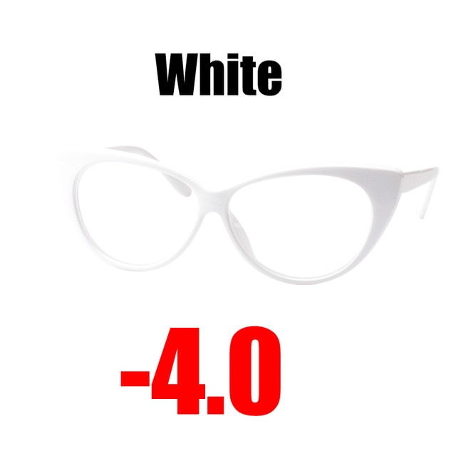 Soolala Women's Eyeglasses Cat Eye Computer -0.5 -0.75 -1.0 -1.5 -2.0 -2.5 -3.0 -3.5 -4.0 Reading Glasses SooLala White -4.0  