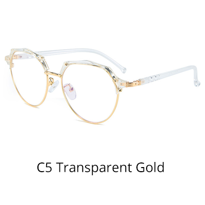 Ralferty Women's Eyeglasses Frame For Diopter Zero Grade D16002 Frame Ralferty C5 Transparent Gold  
