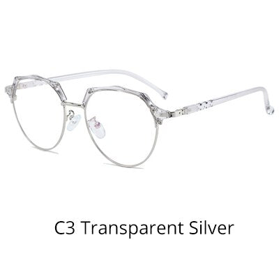 Ralferty Women's Eyeglasses Frame For Diopter Zero Grade D16002 Frame Ralferty C3 Transparent  