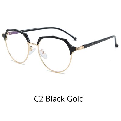 Ralferty Women's Eyeglasses Frame For Diopter Zero Grade D16002 Frame Ralferty C2 Black Gold  