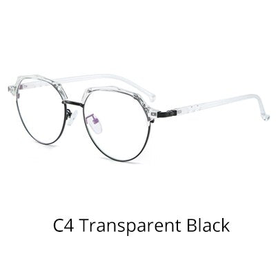 Ralferty Women's Eyeglasses Frame For Diopter Zero Grade D16002 Frame Ralferty C4 Transparent Black  