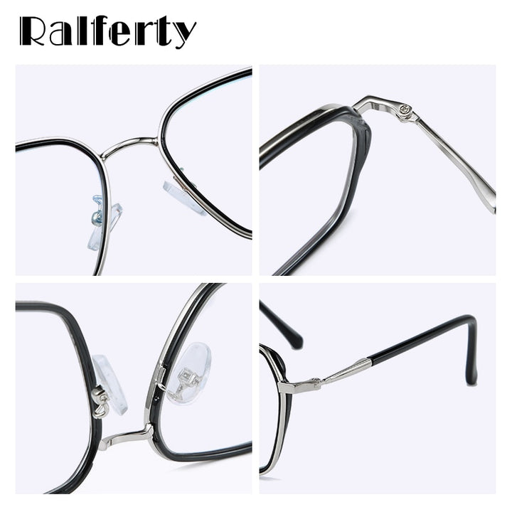 Ralferty Quality Women's Glasses Frame Big Square No Diopter D16024 Frame Ralferty   