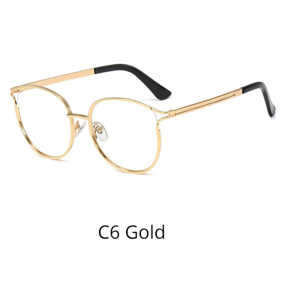 Ralferty Women's Eyeglasses Metal Frame Cat Eye Gold Decorative No Grade W93332 Frame Ralferty C6 Gold  
