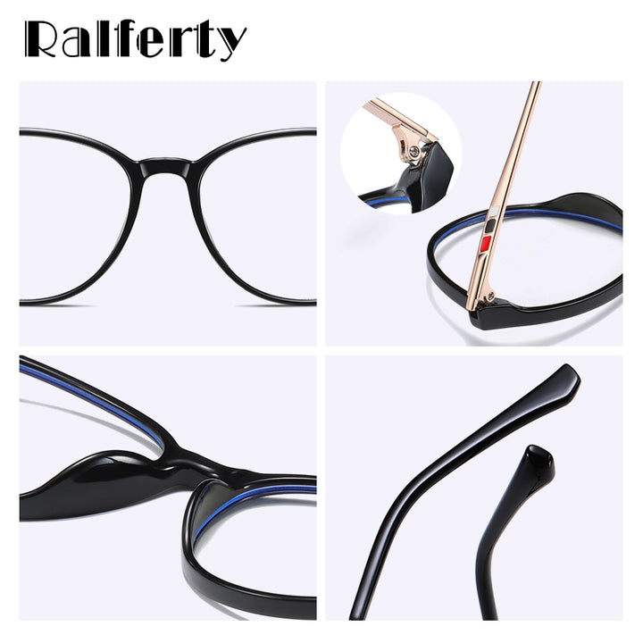 Ralferty Unisex Eyeglasses Computer Blue Light Blocking Spectacle Frames Tr90 Points D6911 Frame Ralferty   