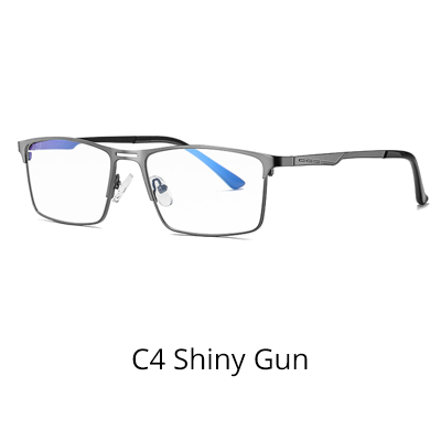 Ralferty Men's Eyeglasses Blue Light Blocking Spectacle Frames Metal Rectangle D5909 Frame Ralferty C4 Shiny Gun  