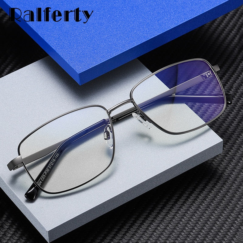 Ralferty Men's Eyeglasses Bussiness Metal Rectangle Computer Glasses Anti-Glare D2304 Frame Ralferty   