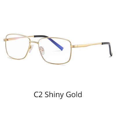 Ralferty Men's Eyeglasses Bussiness Metal Rectangle Computer Glasses Anti-Glare D2304 Frame Ralferty C2 Shiny Gold  