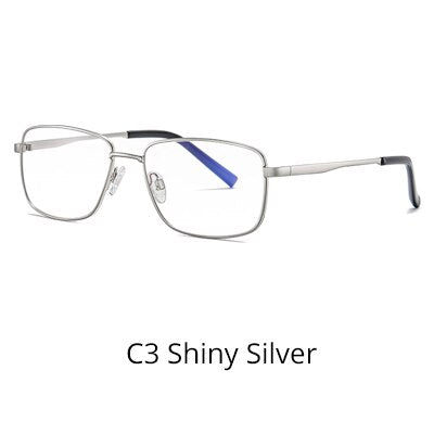 Ralferty Men's Eyeglasses Bussiness Metal Rectangle Computer Glasses Anti-Glare D2304 Frame Ralferty C3 Shiny Silver  