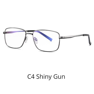 Ralferty Men's Eyeglasses Bussiness Metal Rectangle Computer Glasses Anti-Glare D2304 Frame Ralferty C4 Shiny Gun  