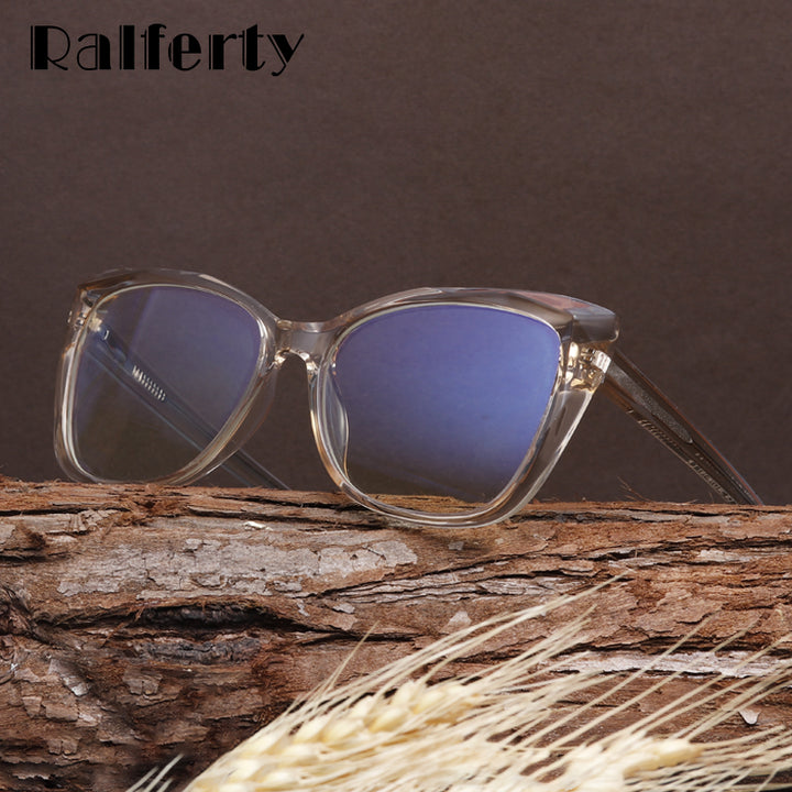 Ralferty Women's Eyeglasses Transparent Glasses Frame Blue Light Cat Eye W2001 Anti Blue Ralferty   