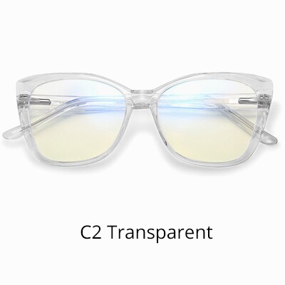 Ralferty Women's Eyeglasses Transparent Glasses Frame Blue Light Cat Eye W2001 Anti Blue Ralferty C2 Transparent  