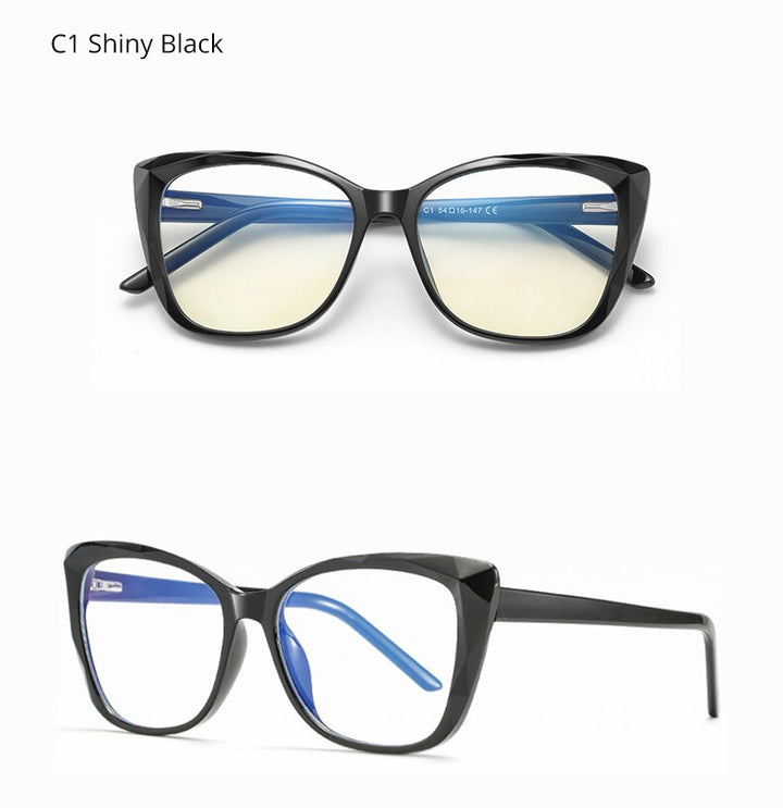 Ralferty Women's Eyeglasses Transparent Glasses Frame Blue Light Cat Eye W2001 Anti Blue Ralferty   
