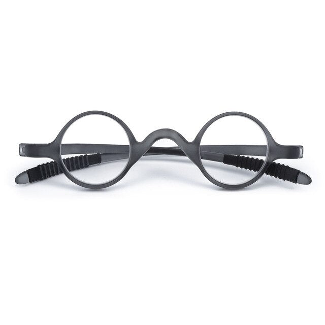 Brightzone Unisex Full Rim Round Tr 90 Hyperopic Reading Glasses 3232 Reading Glasses Brightzone Gray with Case +100 