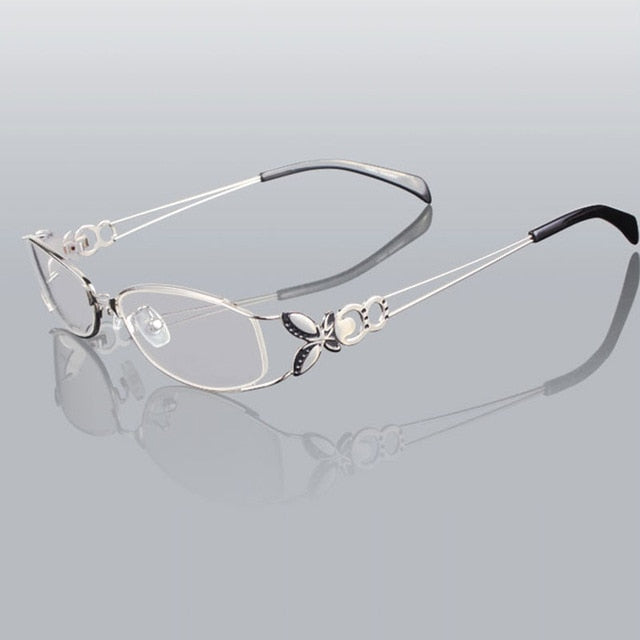 Women's Eyeglasses Butterfly Alloy Elegant Glasses Frame 6150 Frame Hotochki Silver  