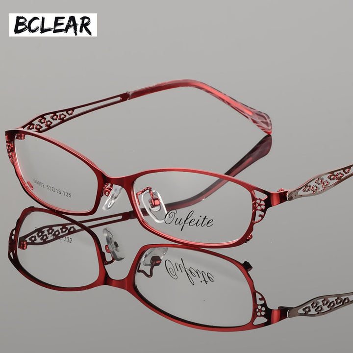 Bclear High-Grade Women Spectacle Frame Metal Alloy Eyeglasses Frame Half Frame Glasses Frame Eyeglasses S99002 Frame Bclear Red  