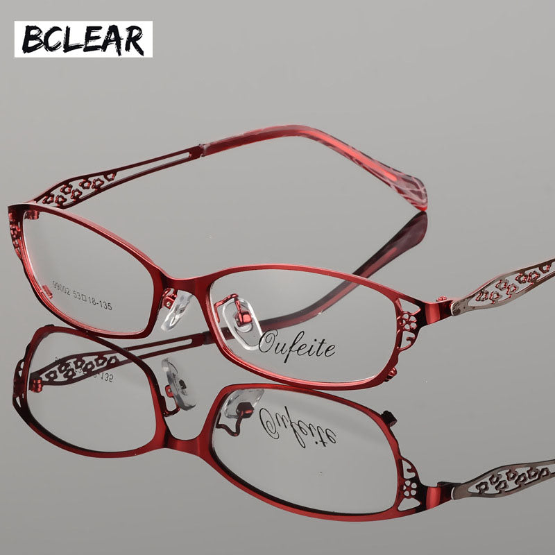 Bclear High-Grade Women Spectacle Frame Metal Alloy Eyeglasses Frame Half Frame Glasses Frame Eyeglasses S99002 Full Rim Bclear Red  