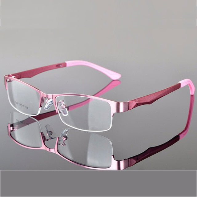 Reven Jate Women's Semi Rim Alloy Eyeglasses 2329 Frames Reven Jate Pink  