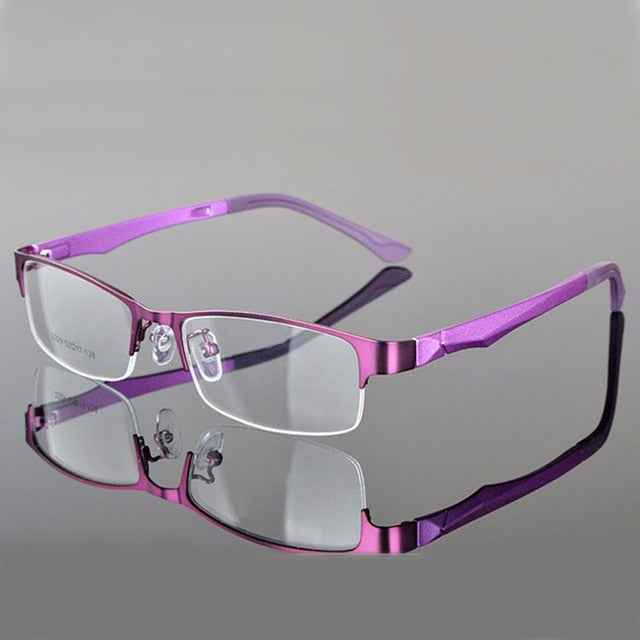 Reven Jate Women's Semi Rim Alloy Eyeglasses 2329 Frames Reven Jate Purple  